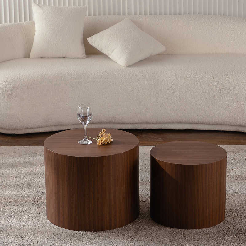 Table basse gigogne 2 pièces, 15.16" H x 18.9" L x 18.9" W, Noyer