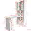 Bureau d'ordinateur d'angle en L pour bureau à domicile ou bureau d'étude, table d'étude de style moderne avec tiroirs, bibliothèque et huche, conception en L 2 en 1, grand espace de travail, blanc