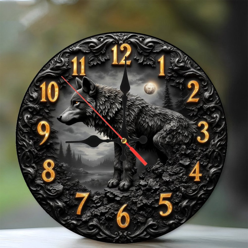 Horloge à thème loup
