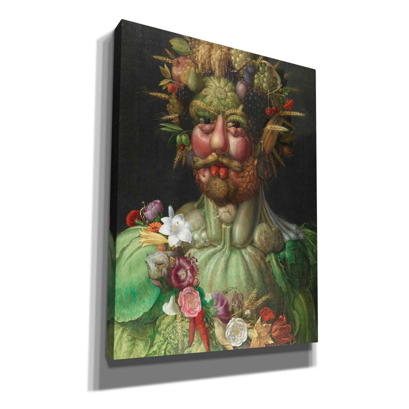 «Vertumnus» par Guiseppe Arcimboldo - reproduction d'art sur toile tendue, H 16 po x l 12 po x P 0,75 po