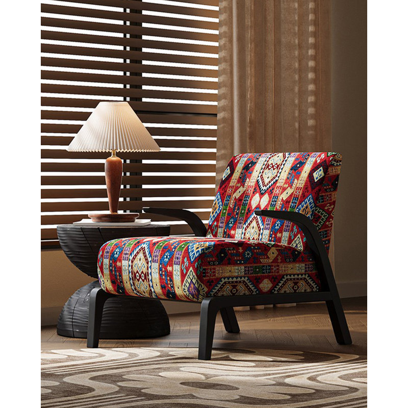 Fauteuil d'appoint en jacquard de coton de style américain avec pieds en acier au carbone pour hôtel et maison d'amis