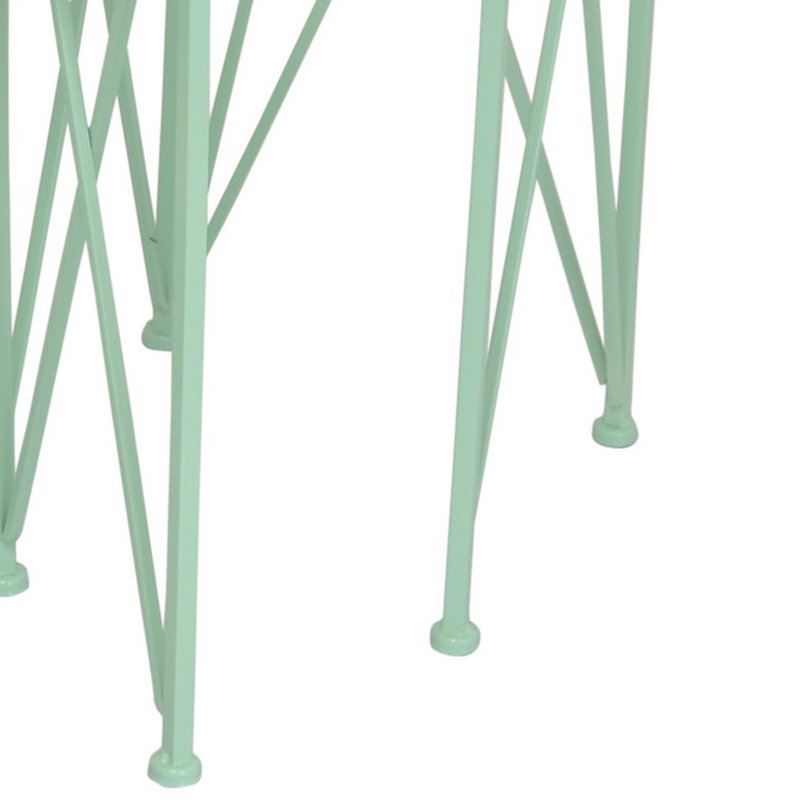 Support pour plante gigognes 3 pièces Mito, plateau en bois brun, croix en X, Brun et bleu