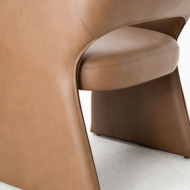 Fauteuil de salle à manger rembourré en similicuir de 19 po (ensemble de 2), Brun