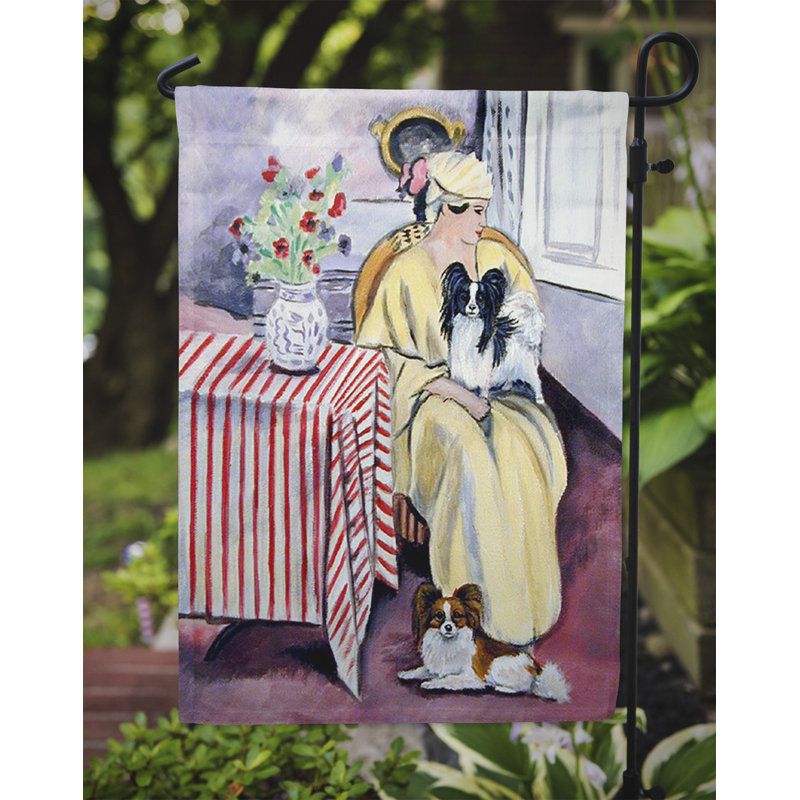 Drapeau de jardin à 2 côtés lady avec son papillon