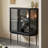 Black Solid Wood+Stainless Steel+Tempered Glass Display Cases-120838263