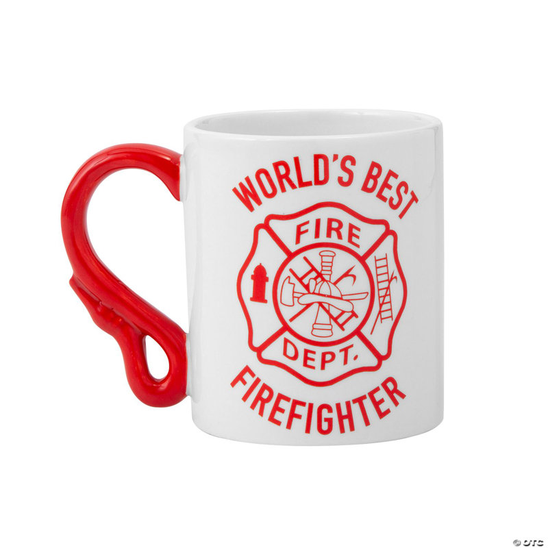 4 pouces 12 oz. Grande tasse à café en céramique avec manche de tuyau World's Best Firefighter