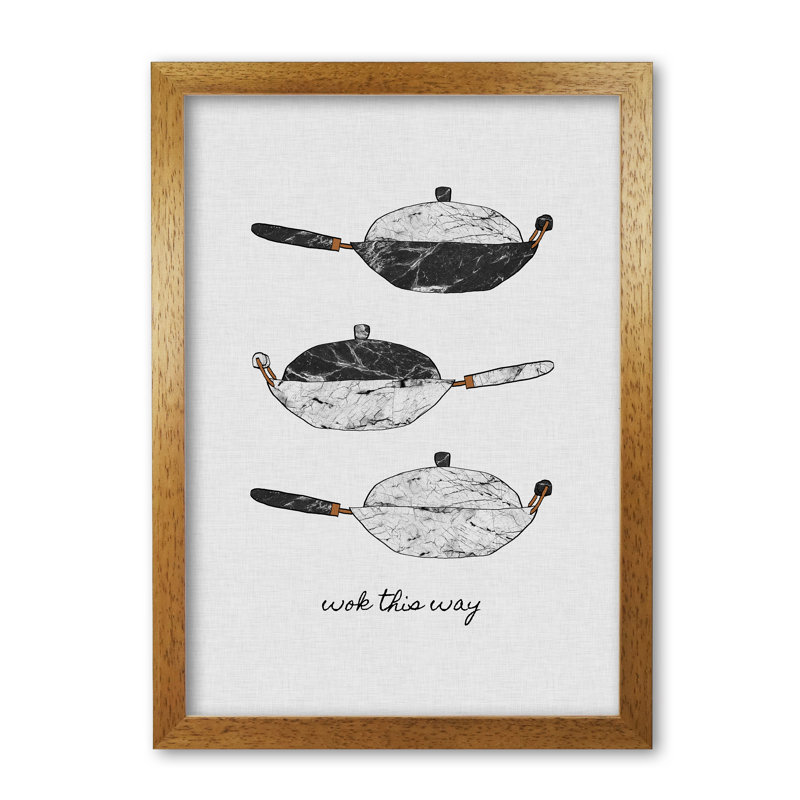 Wok This Way 1 Piece Wall Art, 30 cm H x 21 cm W x 5 cm D, Honey Oak Frame