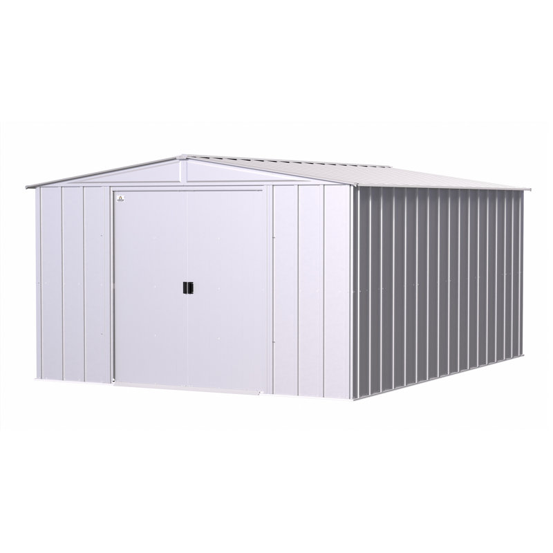 10 ft x 14 ft Flute Gray Steel Storage Shed