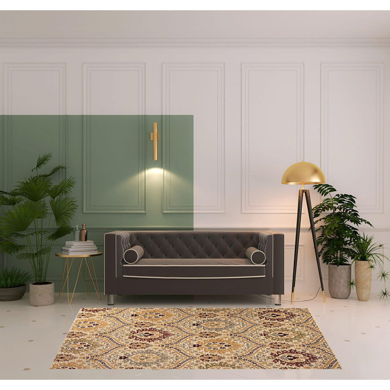 Damask Indoor Rug, Rectangle 5' x 8'