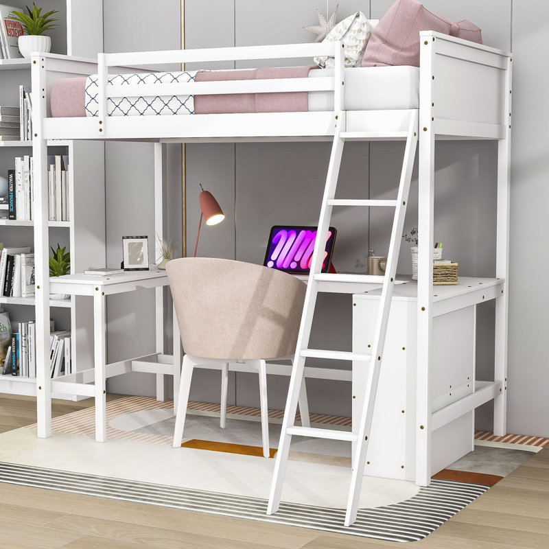 Elliah Kids Twin Loft Bed, White