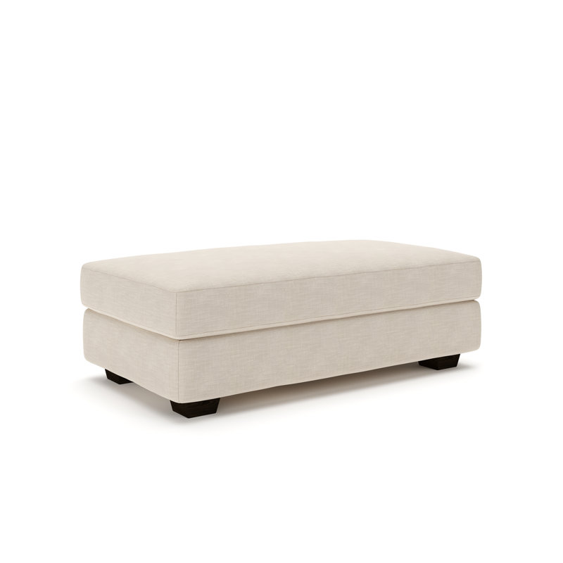 Emilio Upholstered Ottoman, Conversation Ivory Basketweave