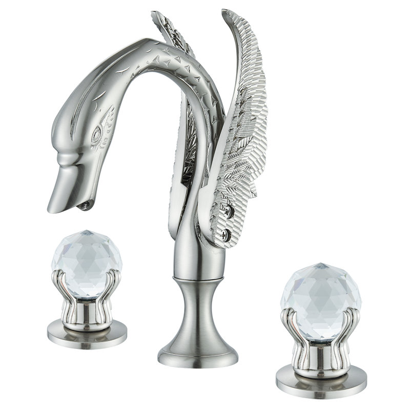 Ornate Swan Style Bathroom Sink Faucet Combo Deck Mount Sink Mixer Tap Set Hot Cold Water Vessel Sink Faucet 2-handle