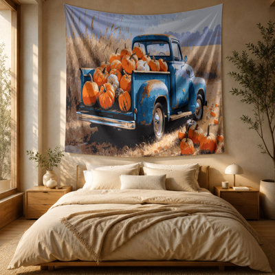 Tapisserie murale de l'Action de grâce rétro avec citrouilles