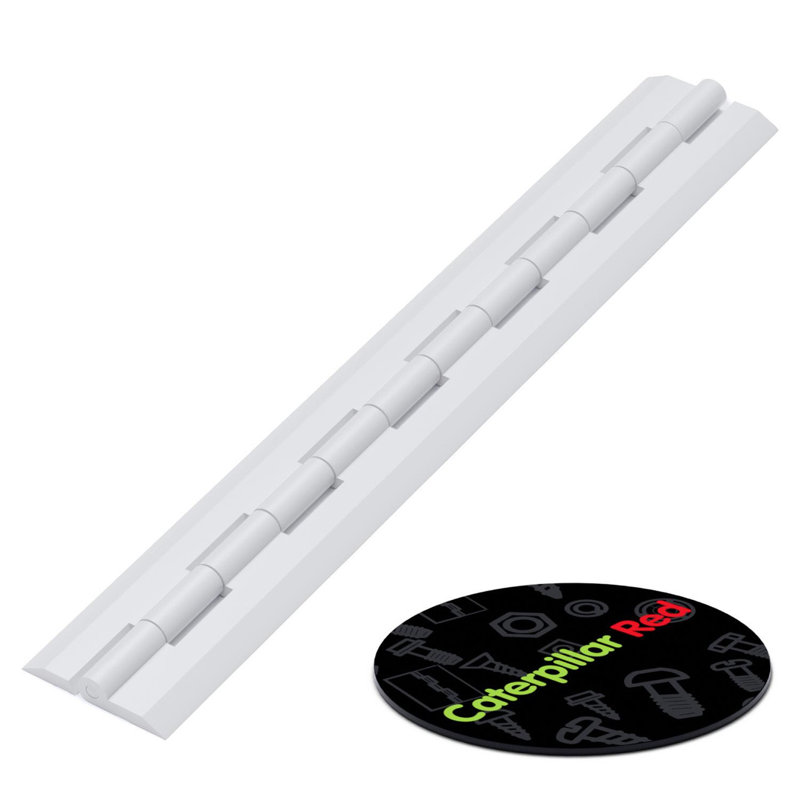 4x White Acrylic Piano Hinges 300 mm, Self-Adhesive, No Glue Required
