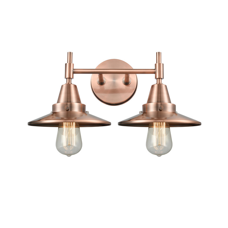 Éclairage pour meuble-lavabo à 2 lumières à intensité variable Krysia, Cuivre antique, Cuivre antique