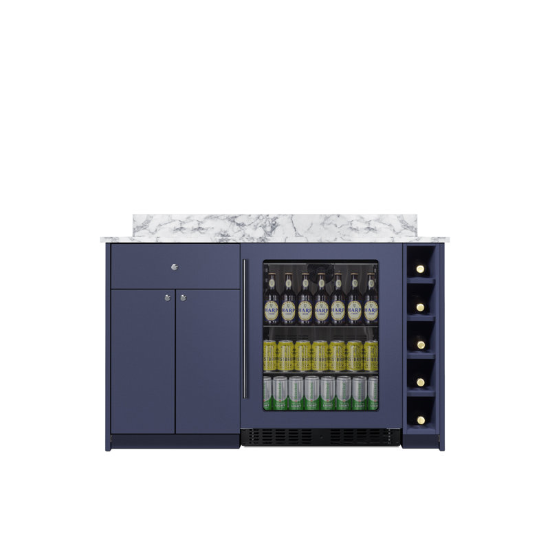 Summit Appliance Mesa Turnkey Dry Bar with Beverage Center and Storage,  ADA Height, Blue