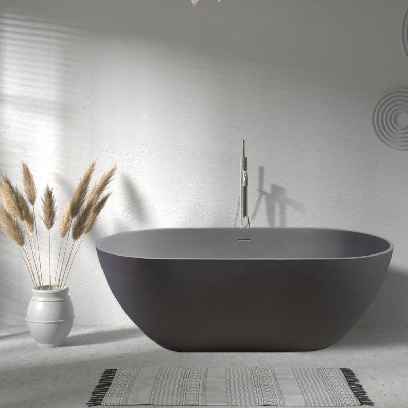 Baignoire autoportante à surface solide gris mat Modern Comfort
