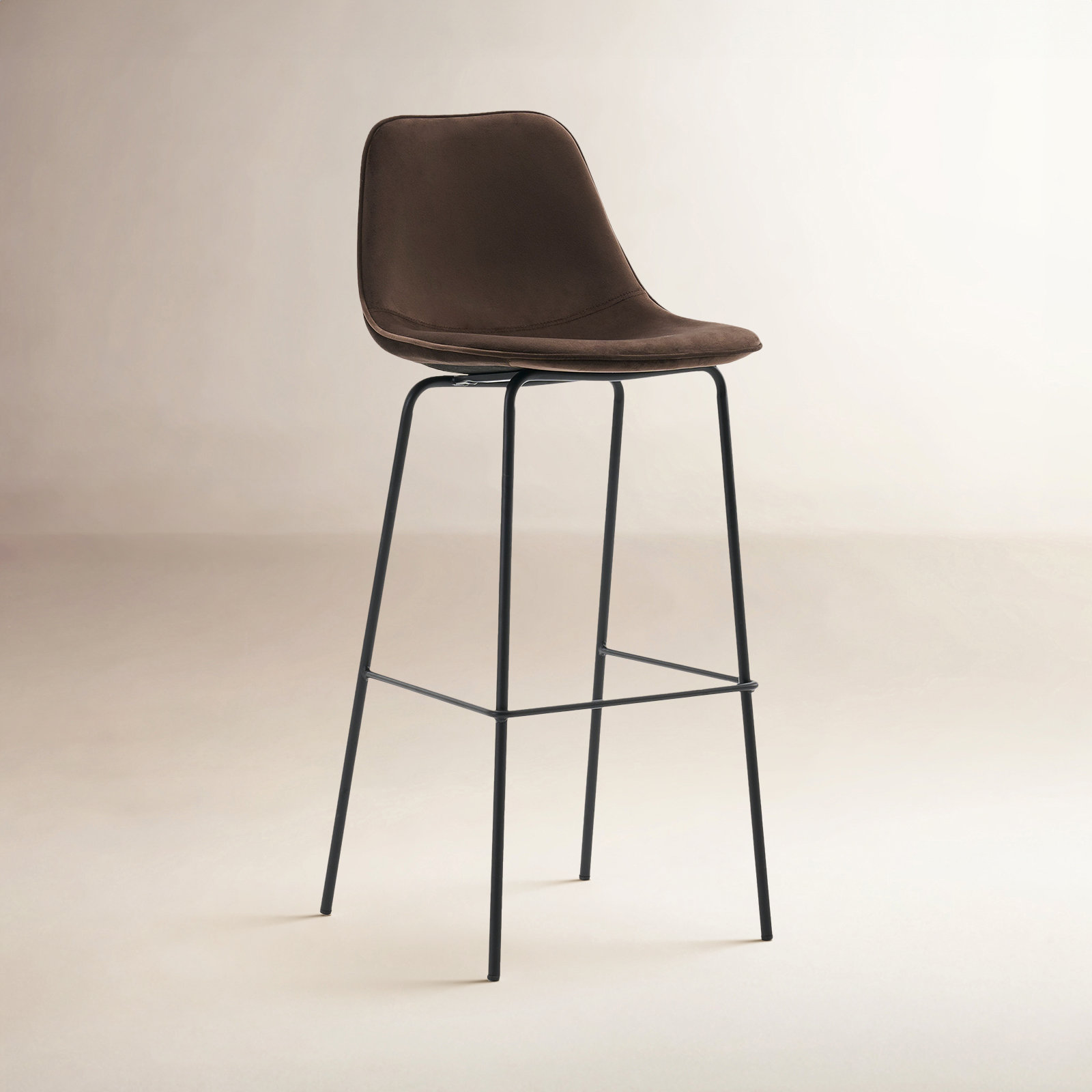 Kavi Bar and Counter Stool, Mink Brown Velvet, Bar Stool (30" Seat Height)