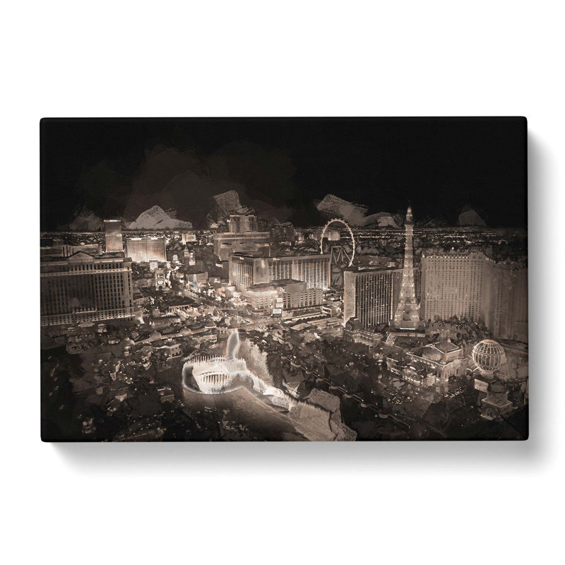 Las Vegas Skyline at Night in Abstract - Wrapped Canvas Graphic Art Print, 35cm H x 50cm W x 3cm D