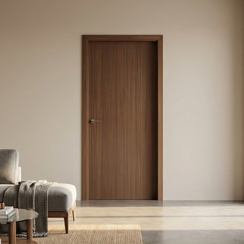 30 po x 80 po Dalle de porte intérieure encastrée en noyer, 30 po x 80 po, Noyer foncé