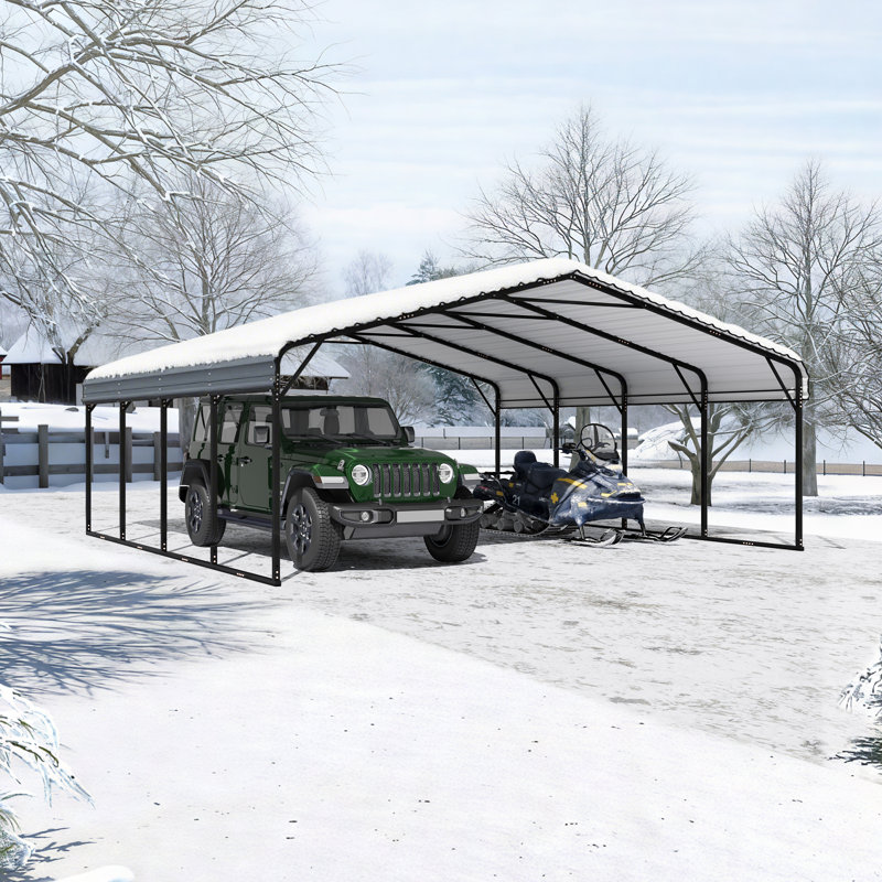 20 pi L 20 pi. D Abri d'auto robuste avec toit en acier galvanisé