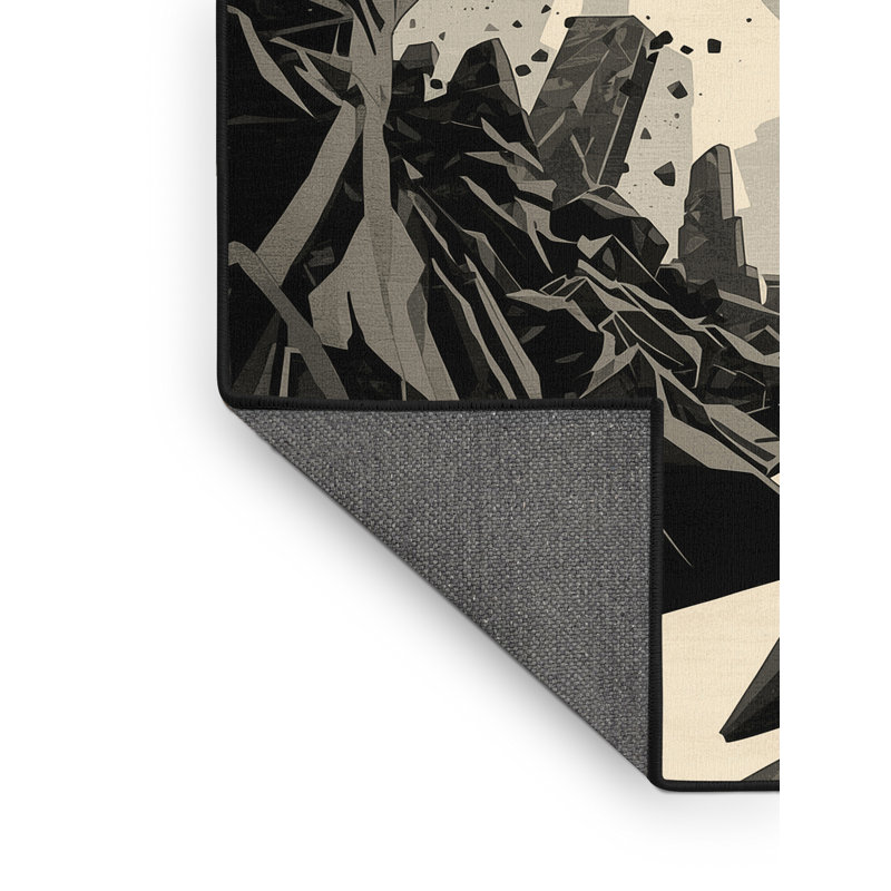Tapis gris moelleux moelleux et moelleux à motif abstrait post-apocalyptique Rubio, 7 x 10