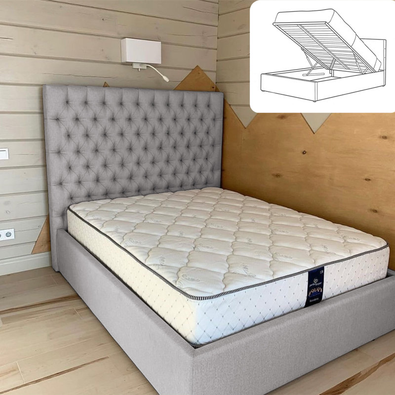 Upholstered Ottoman Storage Bed, Super King (6'), Beige