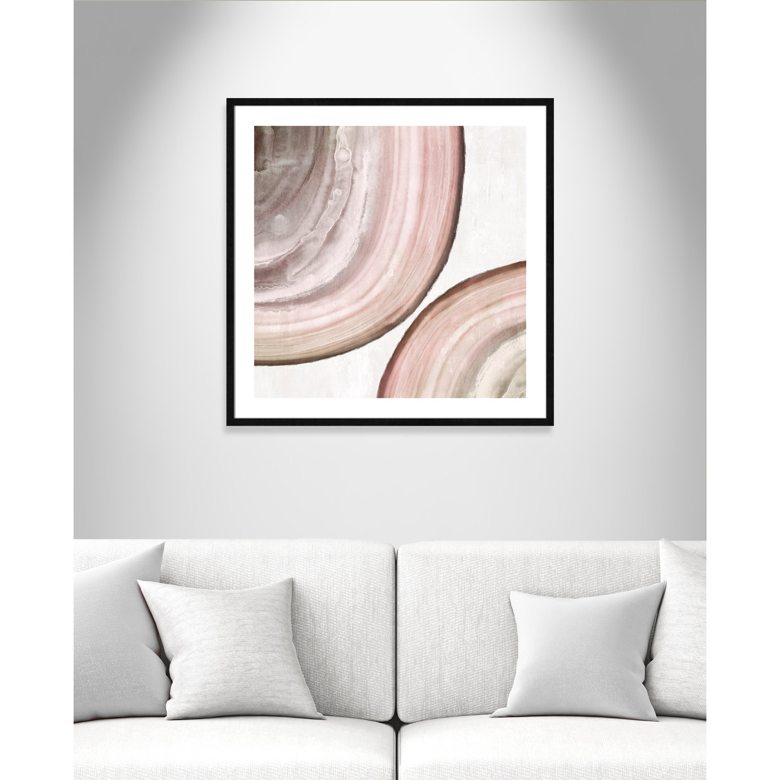 Boyd "Endless Blush" Painting by Eva Watts, 33.25" H x 33.25" W x 0.75" D, Black Wood Framed Paper