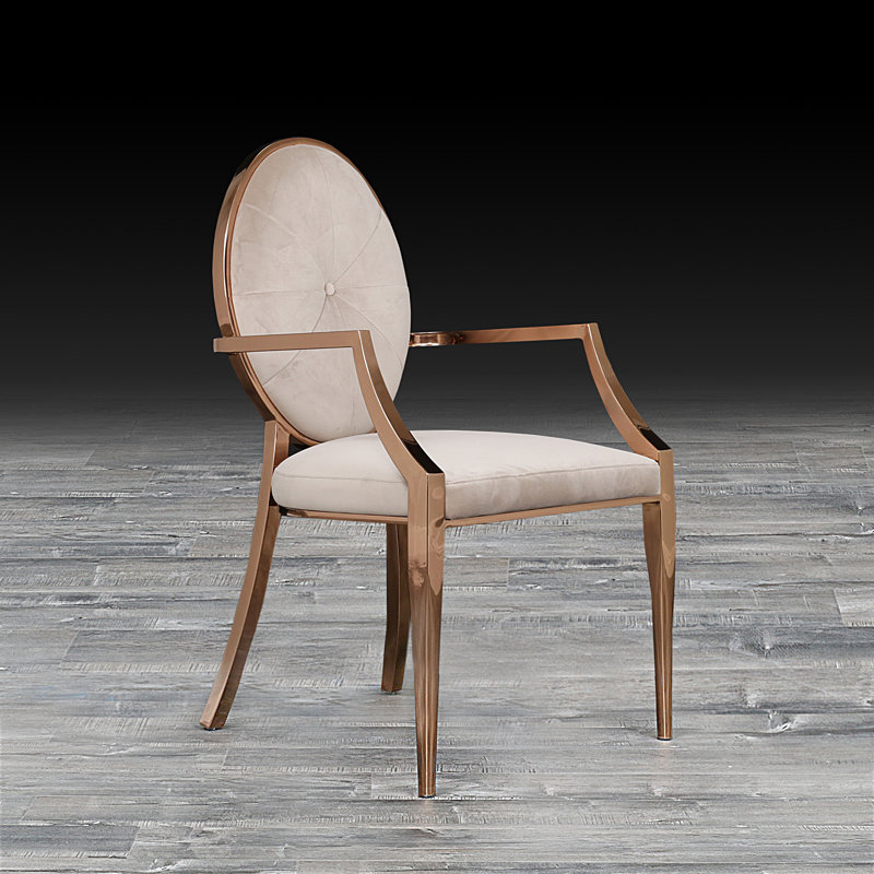 Teagan 18.5'' H Tufted Velvet Upholstered Armchair, Taupe, Gold