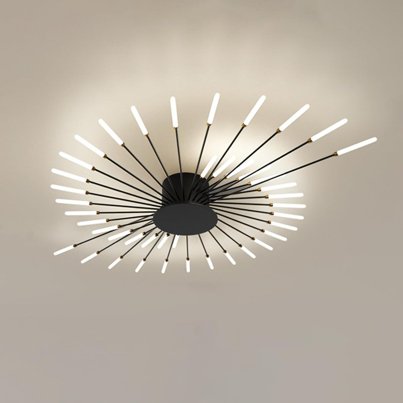 Hanranhan Modern 42-Light 128cm LED Integrated Sputnik Semi Flush Mount, Black