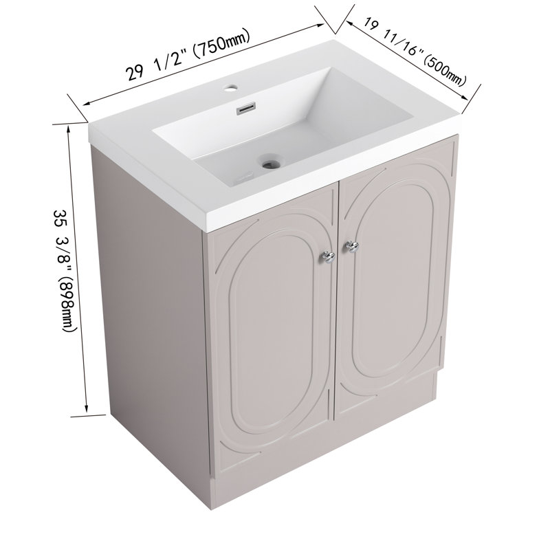 Meuble-lavabo autoportant avec porte à fermeture en douceur 30 po, Kaki