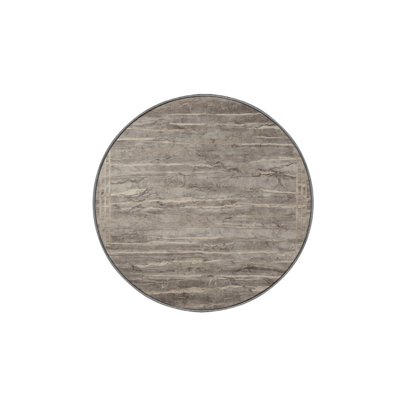 Tapis gris lavable à la machine, Rond 3 pi