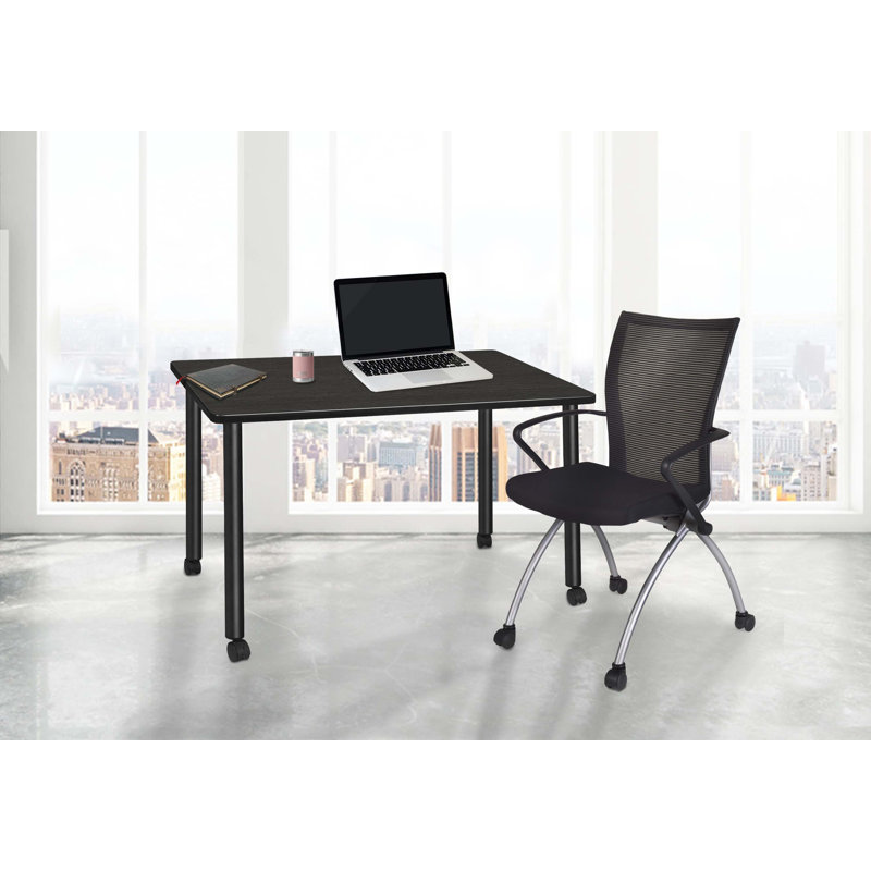 Regency Kee Mobile Desk, 29" H x 48" W x 24" D, Ash Gray/Black