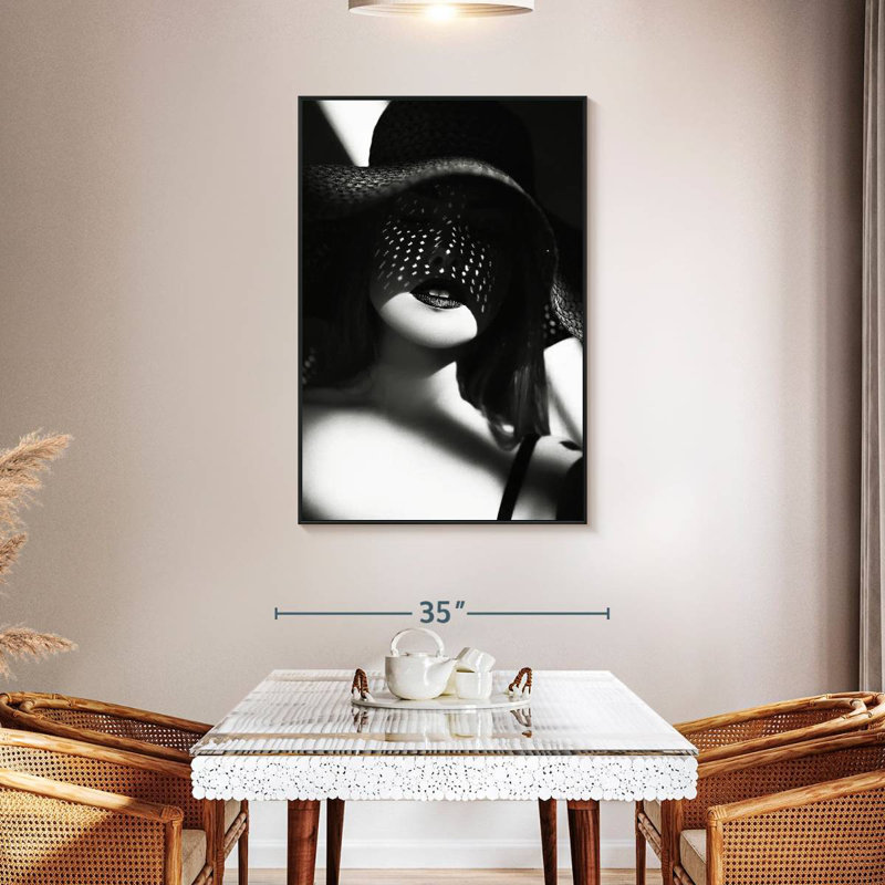 Pois blancs, 31 po x 46 po, Cadre flottant noir