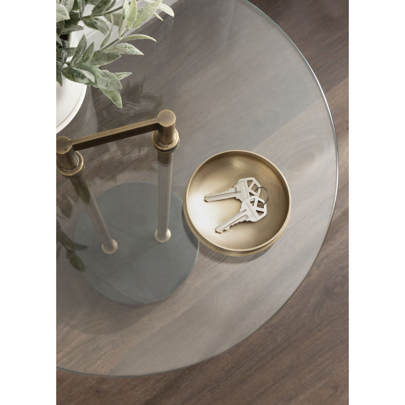 Table d'appoint ronde en verre et marbre, Noir