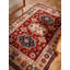 Tapis d'intérieur rectangulaire oriental en soie et laine crème et rouge, noué à la main, fait main-385784174