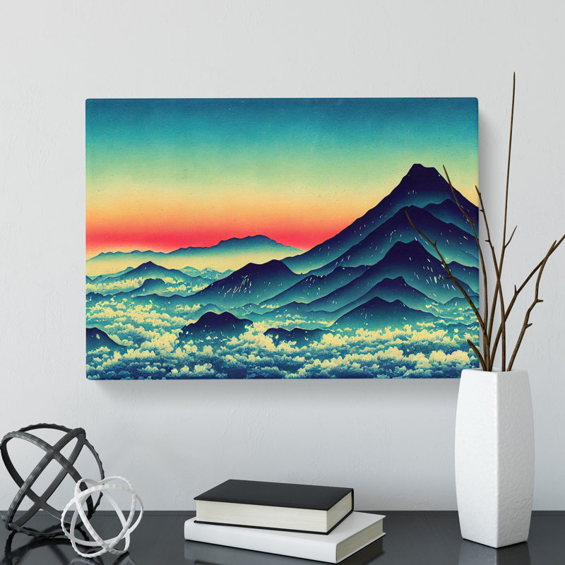 Sunset Japanese Mountain Painting Vol.4 - Wrapped Canvas