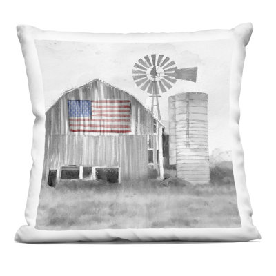 Coussin Grandfather's Barn with Flag