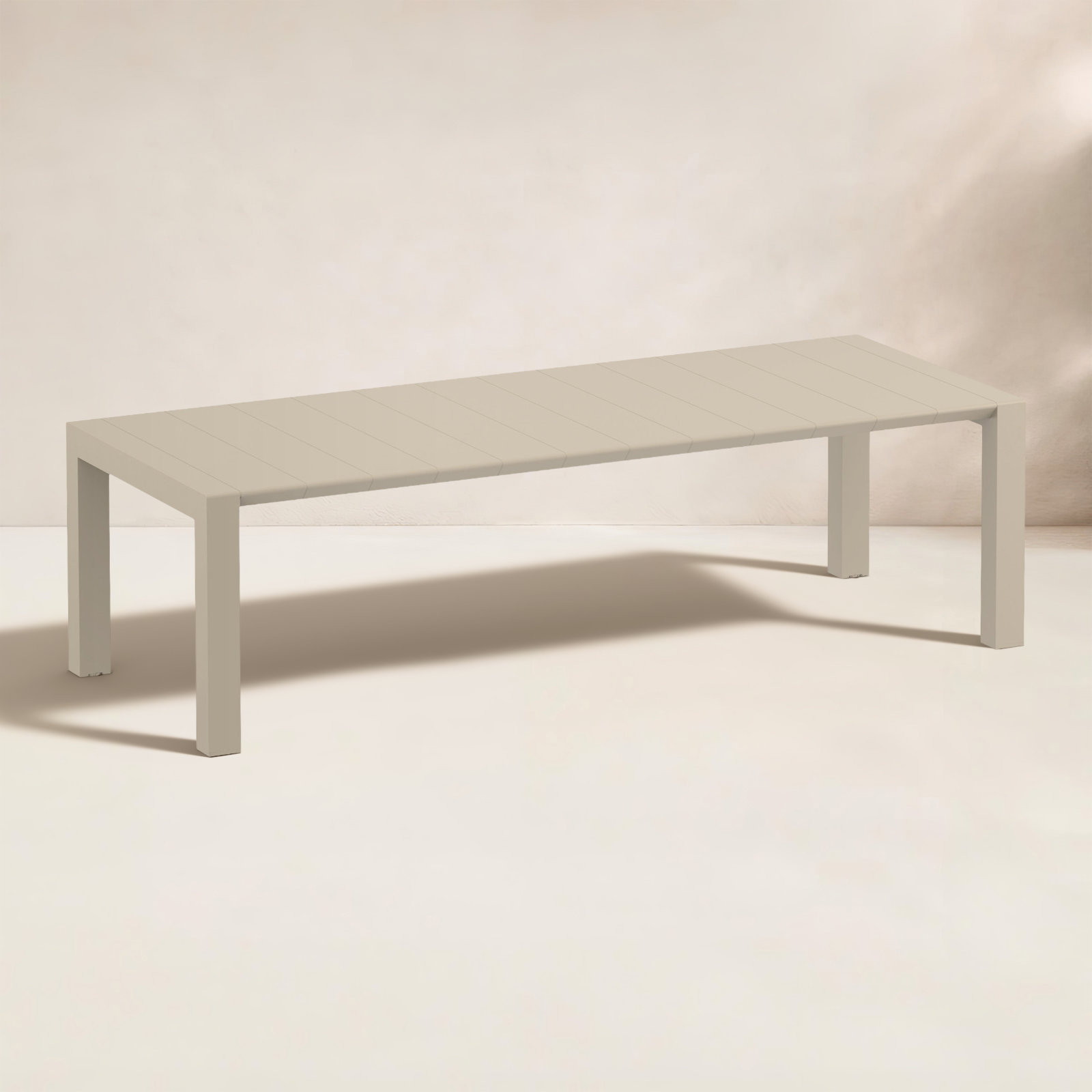 Spector 102" Extendable Patio Dining Table, Taupe, 39" W x 102" L x 29.5" H