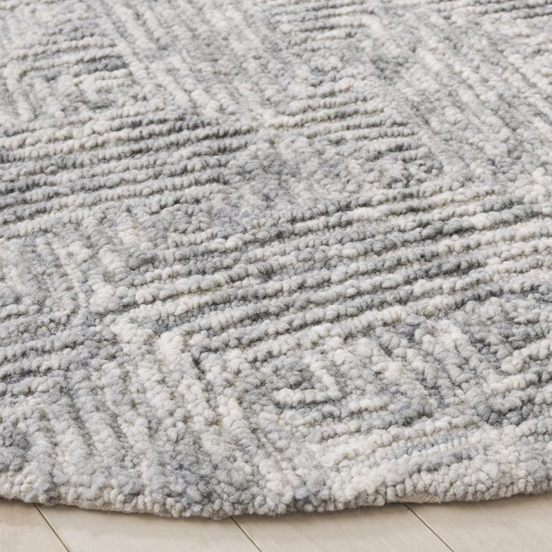 Trace 151 Hand Tufted Wool Pile Geometric Rug, Round 6'
