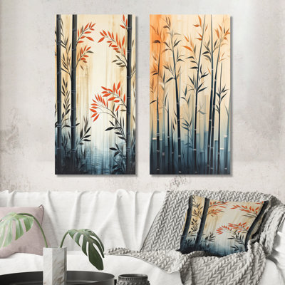 Bambou dans le calme I - Ensemble de 2 grandes décorations murales Japandi