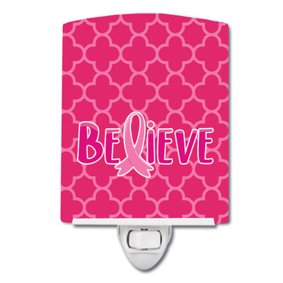 Breast Cancer Awareness Ribbon Believe Ceramic Night Light