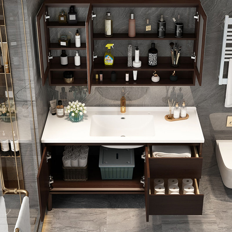 Retro light luxury bathroom cabinet