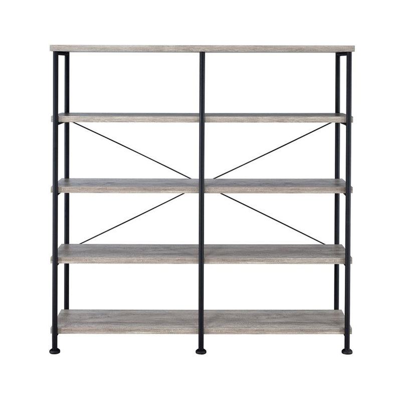 Bibliothèque ouverte à 4 tablettes en bois flotté gris et noir