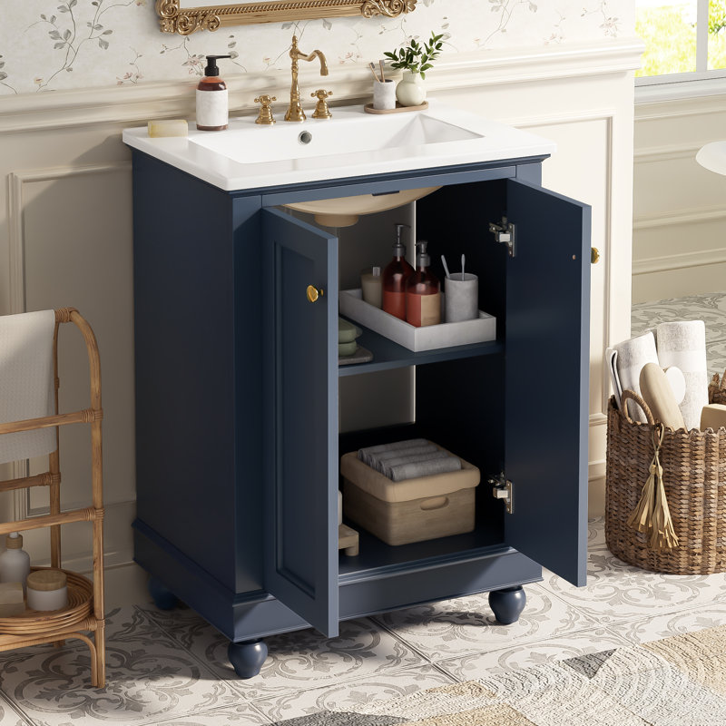 Meuble-lavabo moderne 24 po, Bleu