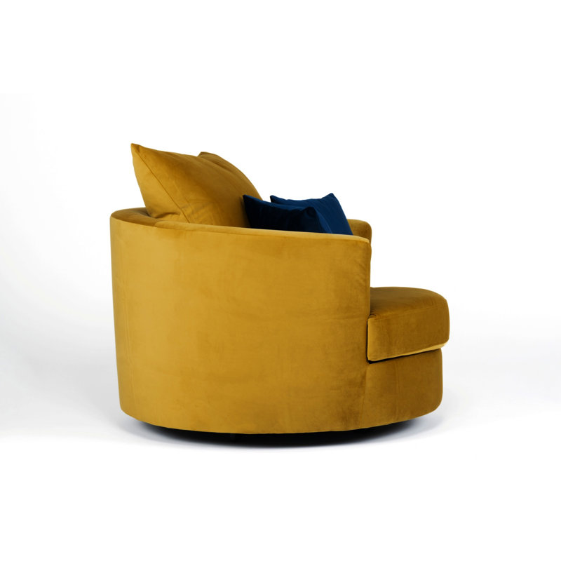 Laci Velvet Swivel Armchair, Mustard