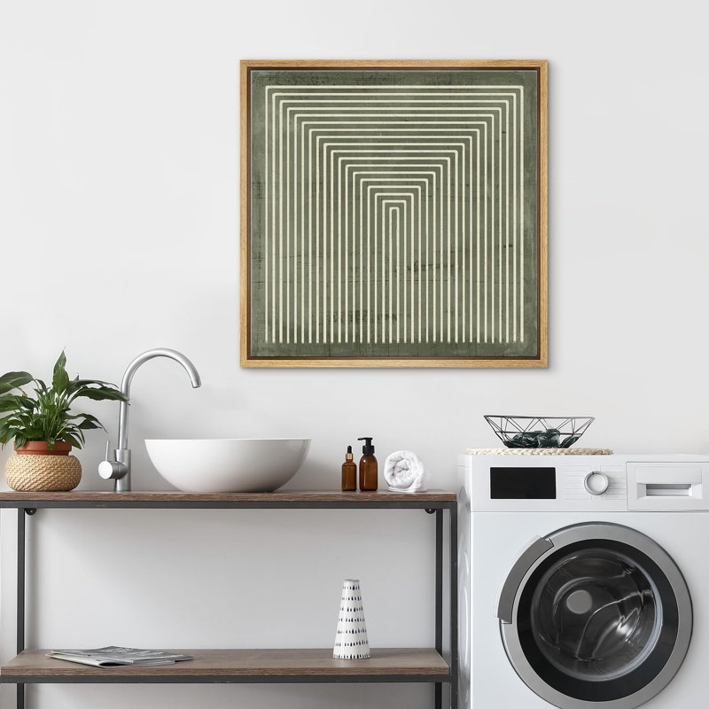 «Abstract Geometric Concentric Squares», reproduction d'art sur toile encadrée, H 16 po x l 16 po, Naturel