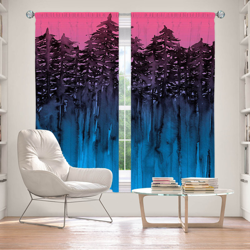 Room Darkening Curtain Pair, 40" W x 82" L, Pink/Blue