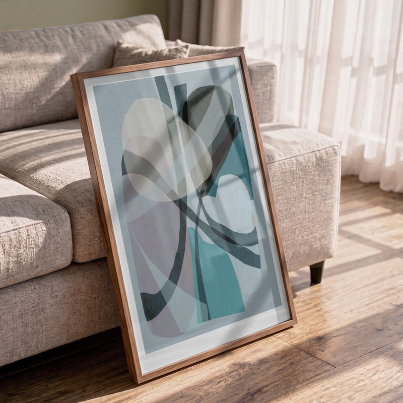 Flowing Abstract Forms by Cartissi — Abstract Wall Art, 40 × 60, Matted Framed Print, Black
