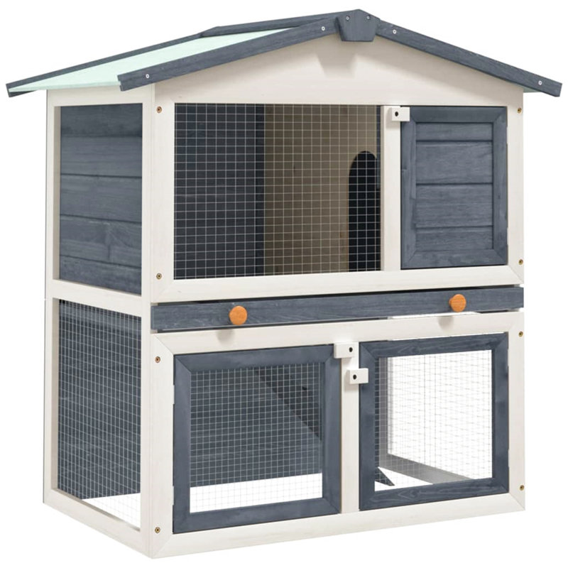 Melina Weather Resistant Rabbit Hutch, Grey
